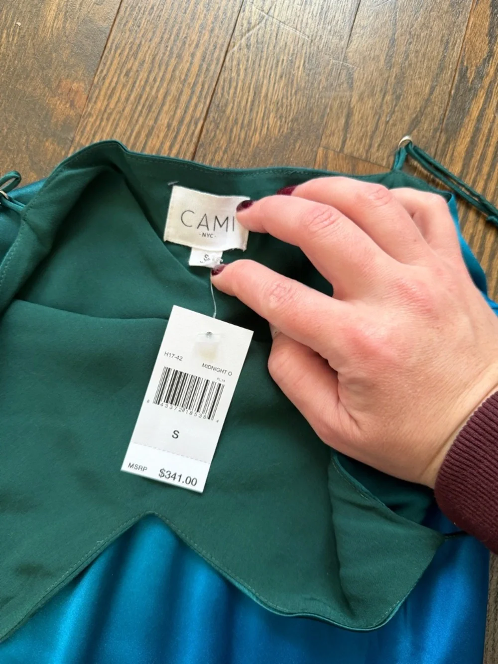 NWT Cami NYC Teal to Deep Blue Gradient Slip Midi Dress - Picture 4 of 9